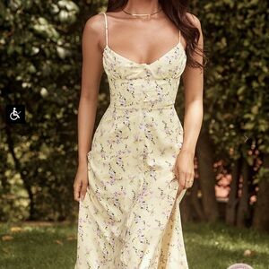 House of CB Floral Yellow Dress